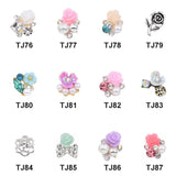 3D Nail Flowers Charms Silver Rose Rhinestones DIY Craft Decor