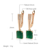 Emerald Green Zircon Pendant Earrings 585 Vintage Jewelry French Dangle