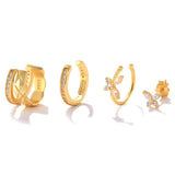 Zircon S925 Silver Stud Earrings Set Butterfly Earring Cuff Jewelry