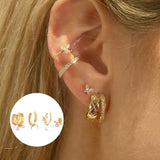 Zircon S925 Silver Stud Earrings Set Butterfly Earring Cuff Jewelry