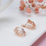 Vintage 585 Rose Glossy Drop Earrings Hollow Clip Fine Jewelry