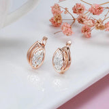 Vintage 585 Rose Glossy Drop Earrings Hollow Clip Fine Jewelry