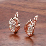Vintage 585 Rose Glossy Drop Earrings Hollow Clip Fine Jewelry