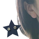 925 Silver Star Stud Earrings 14k Plating Pav