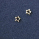 925 Silver Star Stud Earrings 14k Plating Pav