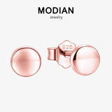 925 Sterling Silver & Rose Round Stud Earrings For Women