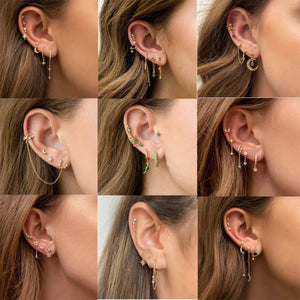 Star Moon Crystal Earrings 925 Silver Needle Tiny Stainless Steel Jewelry