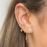Star Moon Crystal Earrings 925 Silver Needle Tiny Stainless Steel Jewelry