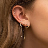 Star Moon Crystal Earrings 925 Silver Needle Tiny Stainless Steel Jewelry