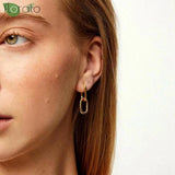 925 Silver Square 24K Geometric Hoop Earrings for Women