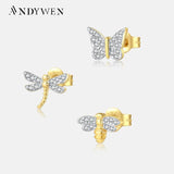 925 Silver Butterfly Stud Earring Dragonfly Piercing Bees Clips