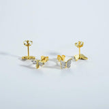 925 Silver Butterfly Stud Earring Dragonfly Piercing Bees Clips