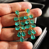 925 Silver Needle Yellow Peacock Green Diamond Earrings