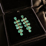 925 Silver Needle Yellow Peacock Green Diamond Earrings