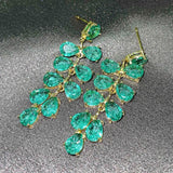 925 Silver Needle Yellow Peacock Green Diamond Earrings
