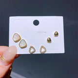 3 Pairs Shell Flower Stud Earrings Set Women Jewelry