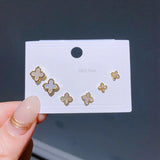 3 Pairs Shell Flower Stud Earrings Set Women Jewelry