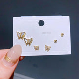 3 Pairs Shell Flower Stud Earrings Set Women Jewelry