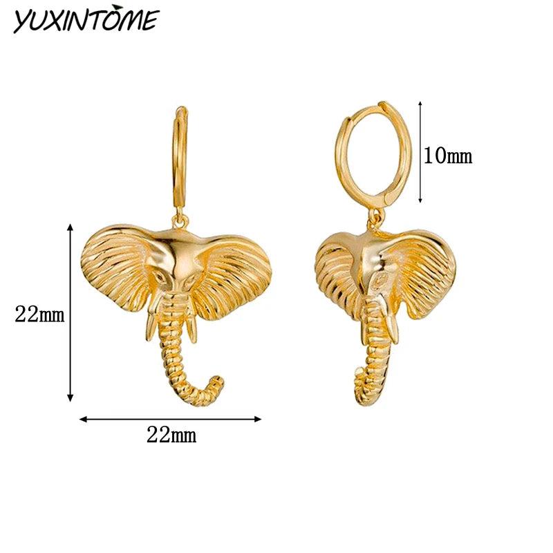 925 Silver Lucky Elephant Small Hoop Earrings 18K Wedding Jewelry Gift