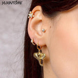 925 Silver Lucky Elephant Small Hoop Earrings 18K Wedding Jewelry Gift