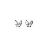 Butterfly CZ Zircon Stud Earrings 925 Silver Fine Jewelry