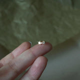 925 Silver Petite Star Zircon Stud Earrings Women 14K Plated