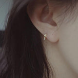 925 Silver Petite Star Zircon Stud Earrings Women 14K Plated