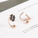 925 Silver Rose Earrings Four-leaf Clover Stud Women Jewelry