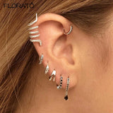 Zircon Drops Hoops Earrings for Women Piercing Jewelry