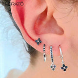 Zircon Drops Hoops Earrings for Women Piercing Jewelry