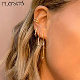 Zircon Drops Hoops Earrings for Women Piercing Jewelry
