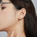 925 Silver Star Stud Earrings, 6mm CZ Plated Earrings for Women