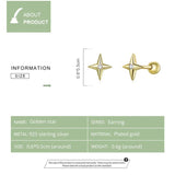 925 Silver Star Stud Earrings, 6mm CZ Plated Earrings for Women