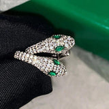 925 Silver Snake Earrings with Emerald Zircon