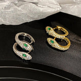 925 Silver Snake Earrings with Emerald Zircon