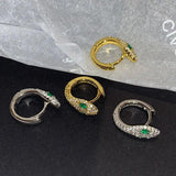 925 Silver Snake Earrings with Emerald Zircon