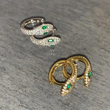 925 Silver Snake Earrings with Emerald Zircon