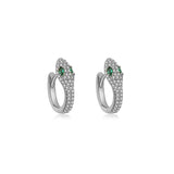 925 Silver Snake Earrings with Emerald Zircon
