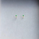 Emerald CZ Stud Earrings, 14K Yellow Plated, Women's Jewelry