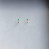 Emerald CZ Stud Earrings, 14K Yellow Plated, Women's Jewelry