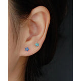 925 Silver Turquoise Stud Earrings Screw Piercing Fine Jewelry
