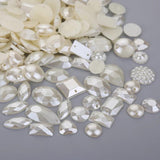 Mixed Ivory Sewing Pearl Beads Sew On ABS Acrylic Flatback Half Round