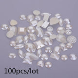Mixed Ivory Sewing Pearl Beads Sew On ABS Acrylic Flatback Half Round