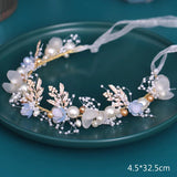 Blue/Pink Wedding Headbands Tiaras Pearl Hairbands Headdress Bride Headwear