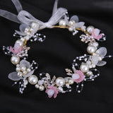 Blue/Pink Wedding Headbands Tiaras Pearl Hairbands Headdress Bride Headwear
