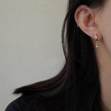 925 Silver Plated 14k Mini Glossy Flower Stud Earrings for Women