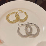 925 Silver Needle Hoop Earrings Crystal CZ 18k Round Female Earrings