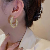 925 Silver Needle Hoop Earrings Crystal CZ 18k Round Female Earrings