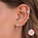 925 Sterling Silver Metal Wind Hoop Earrings Minimalist Jewelry