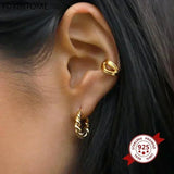 925 Sterling Silver Metal Wind Hoop Earrings Minimalist Jewelry
